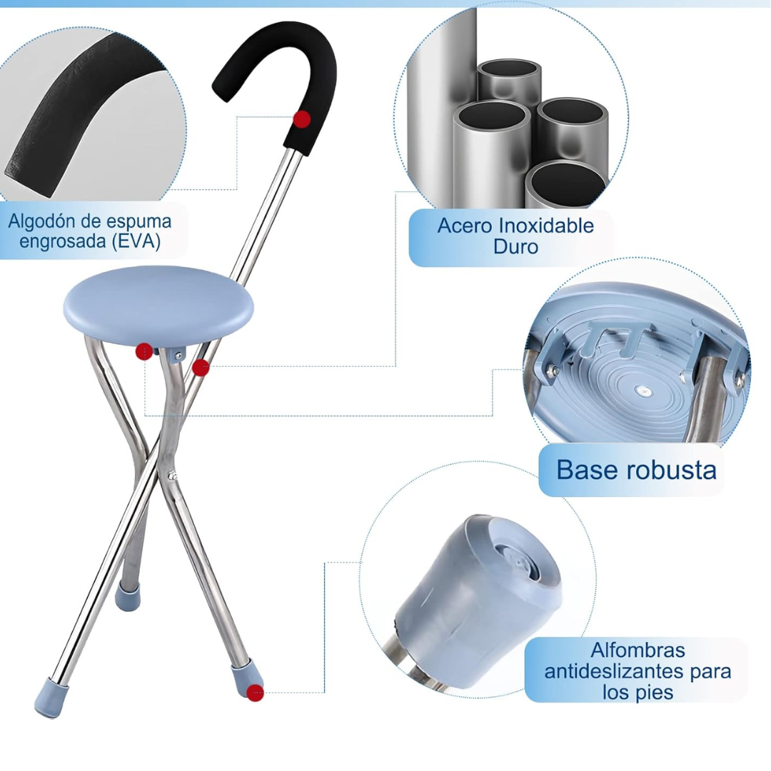Bastón con Asiento Plegable – Comodidad y Apoyo en Uno