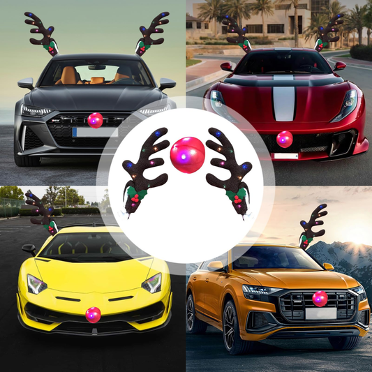 Disfraz de Reno con Luces LED para Auto, Moto o Bicicleta🚗✨