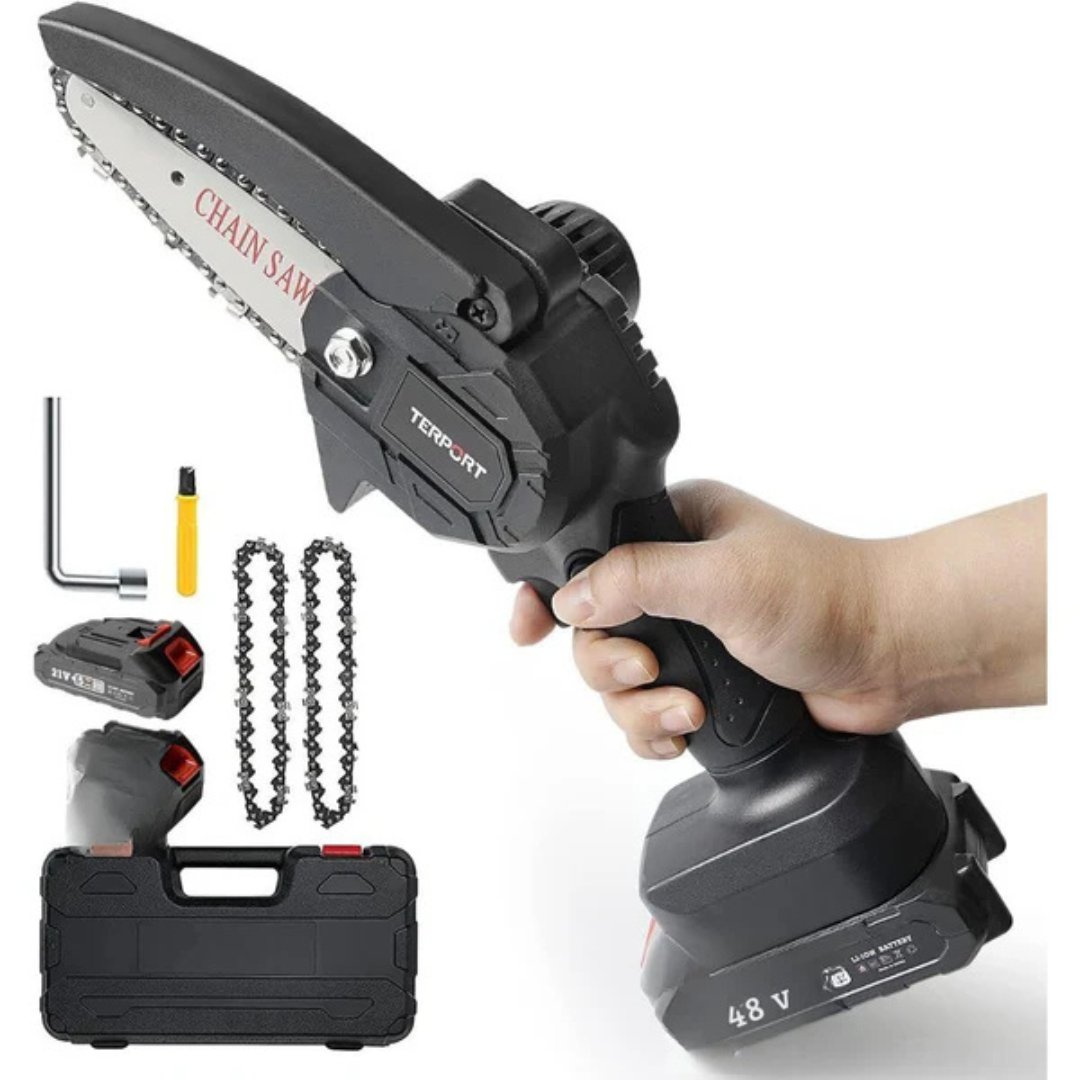 Mini Motosierra Compacta 48V - Potencia, Precisión y Comodidad en tus Manos