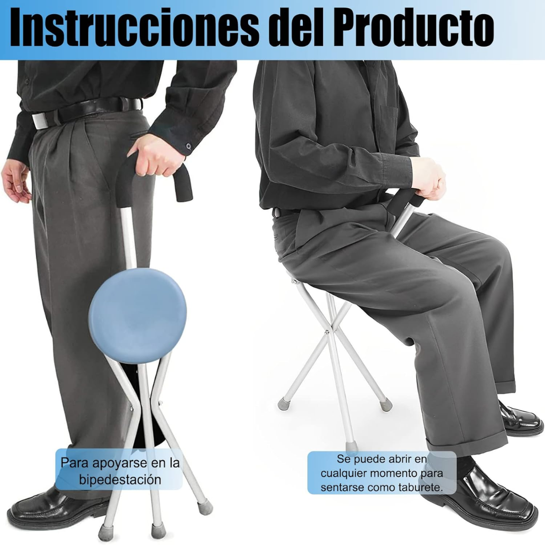 Bastón con Asiento Plegable – Comodidad y Apoyo en Uno