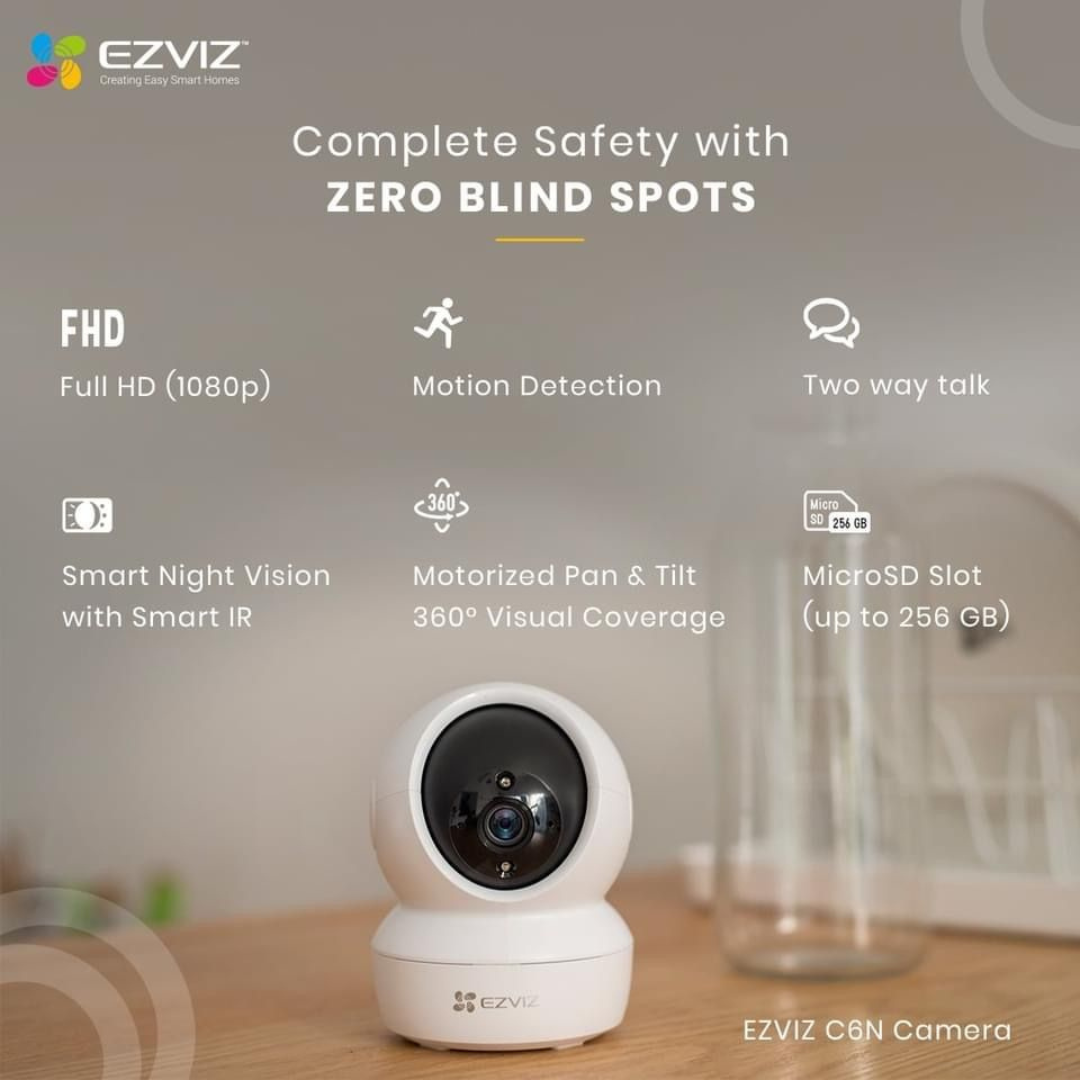 Cámara de Seguridad EZVIZ C6N 360° – Full HD con Sensor de Movimiento