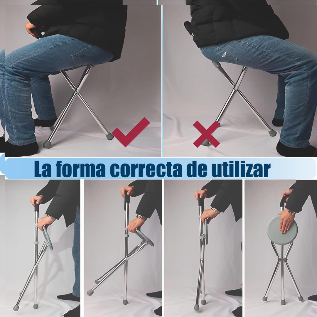 Bastón con Asiento Plegable – Comodidad y Apoyo en Uno