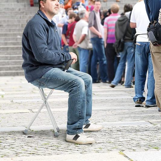 Bastón con Asiento Plegable – Comodidad y Apoyo en Uno