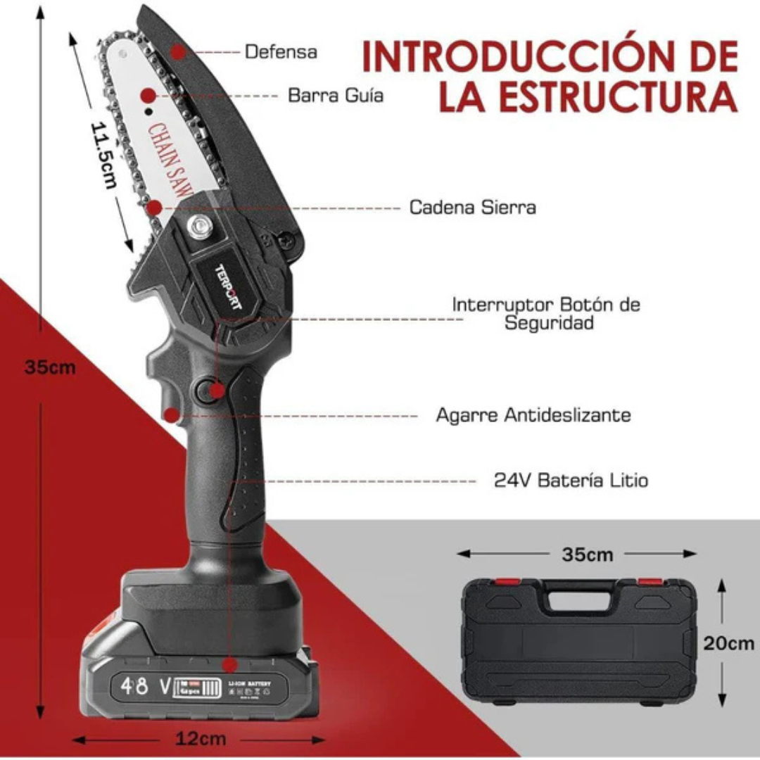Mini Motosierra Compacta 48V - Potencia, Precisión y Comodidad en tus Manos