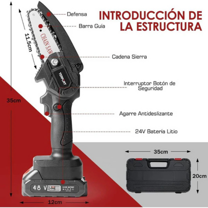 Mini Motosierra Compacta 48V - Potencia, Precisión y Comodidad en tus Manos