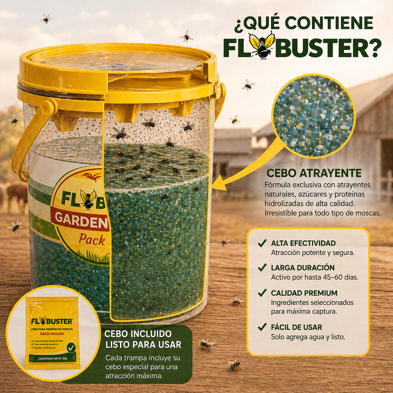 FLYBUSTER – TRAMPA Y CEBO PARA MOSCAS DE ALTA EFECTIVIDAD