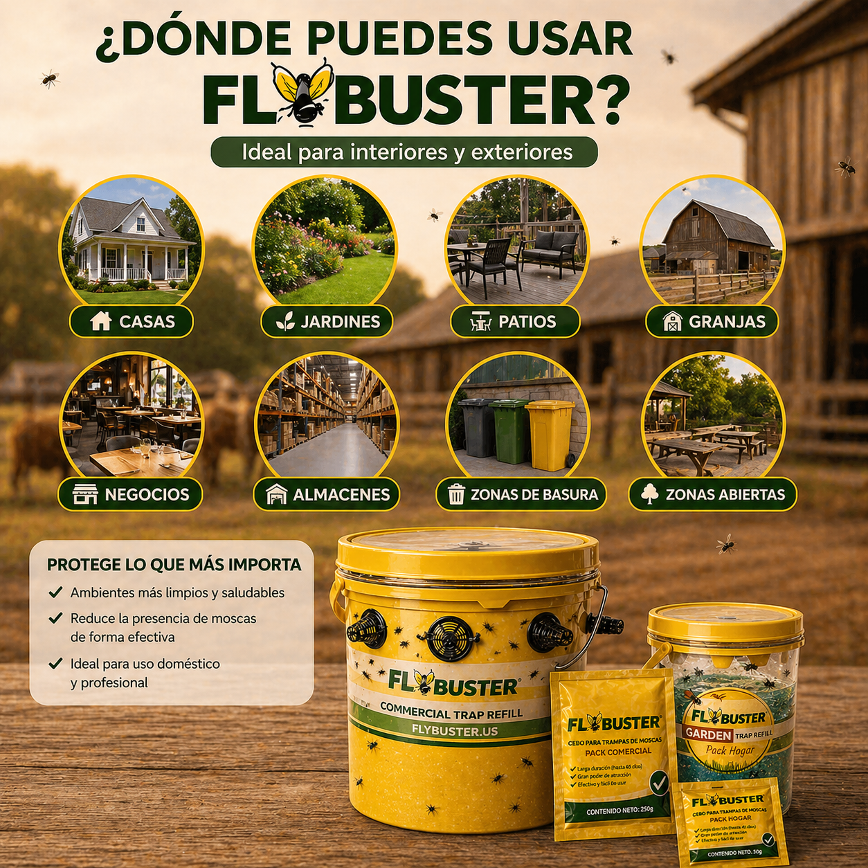 FLYBUSTER – TRAMPA Y CEBO PARA MOSCAS DE ALTA EFECTIVIDAD