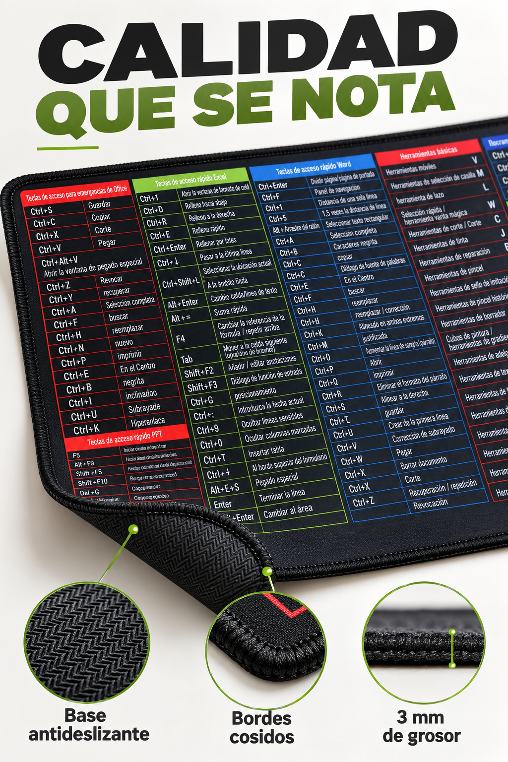 MOUSE PAD XL CON FORMULAS DE EXCEL – WORD – POWER POINT Y MAS..
