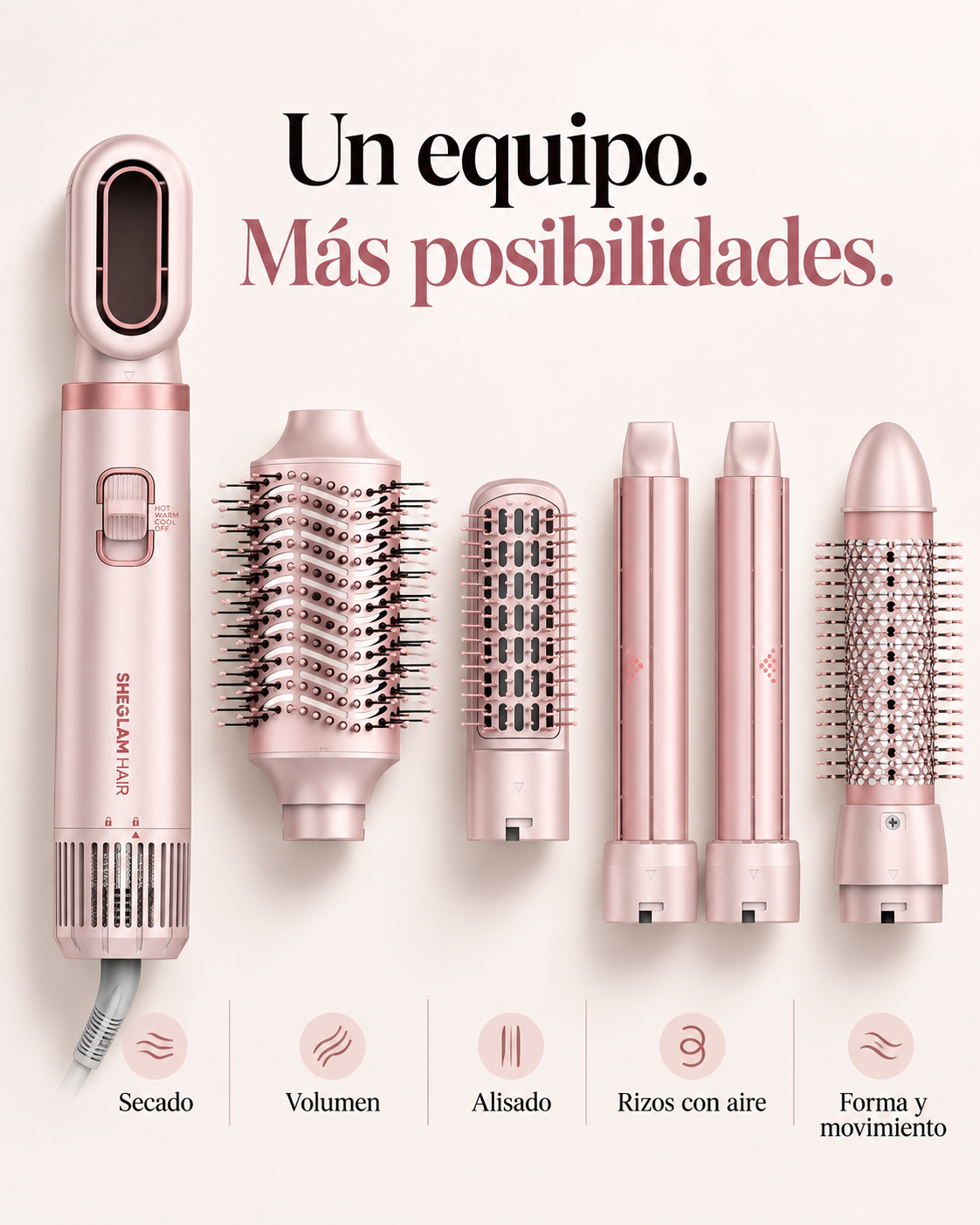 ESTILIZADOR MULTIFUNCIONAL TODO EN UNO BLOWOUT BLISS, 5 EN 1
