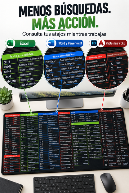MOUSE PAD XL CON FORMULAS DE EXCEL – WORD – POWER POINT Y MAS..