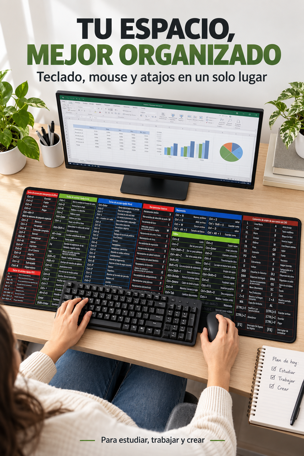 MOUSE PAD XL CON FORMULAS DE EXCEL – WORD – POWER POINT Y MAS..
